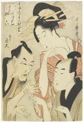 The Courtesan Agemaki, the Chivalrous Guy Sukeroku, Ikyu with Beard
